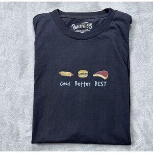 PositiviTees Men's T-Shirt Black Charcoal‎ Size L Grill Graphic Tee Casual NWOT